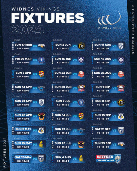 2024 CHAMPIONSHIP FIXTURES REVEALED Widnes Vikings